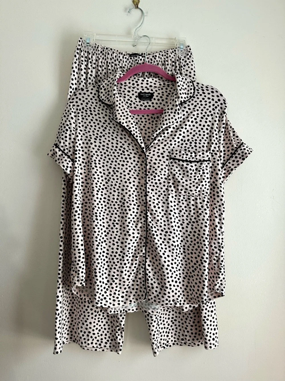 Kate‎ Spade • Flamingo Dot Pajama Sleep Set Pink/Black